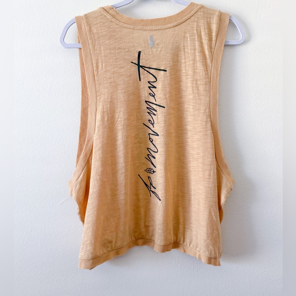 NWOT Free People Movement Logo Reflective Love Tank in Camel Size Large - Picture 4 of 10